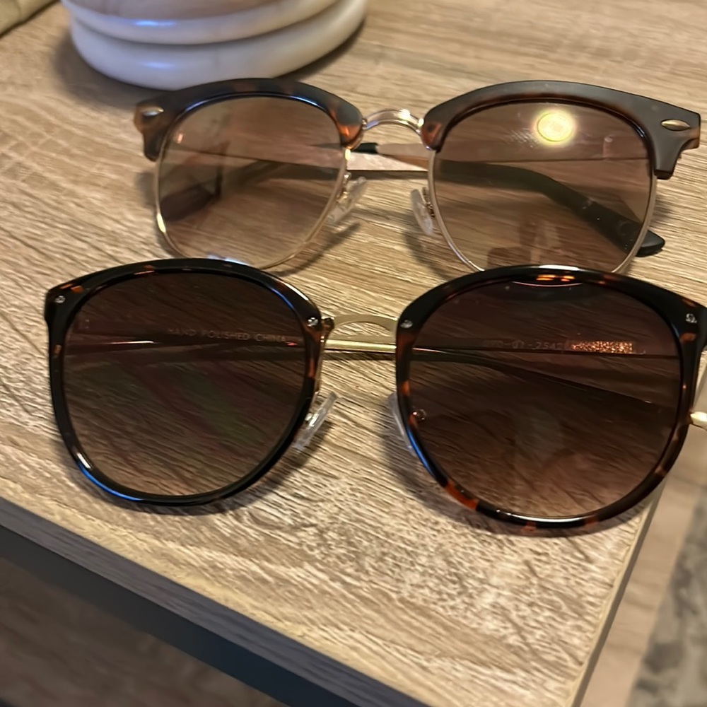 Two pairs sunglasses from target, tortoise shell brown, women’s.